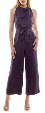 Nicole Miller Sleeveless Cowl Neck Tie Waist Wide-Leg Jumpsuit Size 6